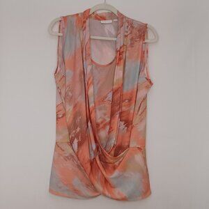 Women's New York & Company Peach Marble Color Tank Top Blouse Size Large